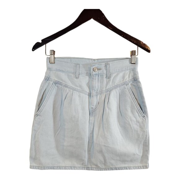 Levi's Featherweight Light Wash Pleated V-Yoke Denim Skirt Western Women's 24 - Picture 7 of 13
